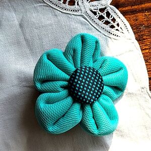 Handmade Big Flower Hair Tie in Blue